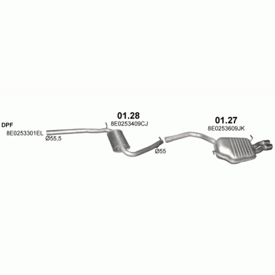 Резонатор Ауді А4 (AUDI A4) 1.9 2.0 D 04-08 (01.30) Polmostrow алюмінізірованний