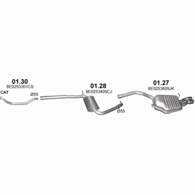 Глушник задній Ауді А4 (AUDI A4) 1.9 2.0 D 04-08 (01.27) Polmostrow алюмінізірованний