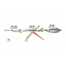 Резонатор BMW E46 320i/325i 2.2/2.5/3.0/1998 - 2/2005 (03.18) Polmostrow алюмінізірованний