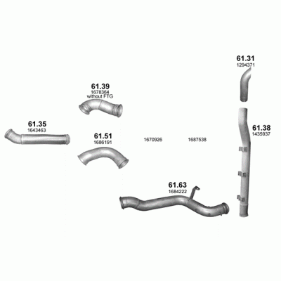 Труба проміжна Даф CF 85 (DAF CF 85) 12.9D - (61.63) Polmostrow