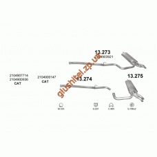 Глушник Мерседес Т210, С210 (Mercedes T210, S210) 2.2 CDi 98-03 (13.274 + 13.275) Polmostrow алюмінізірованний