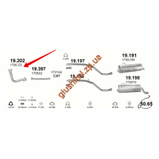 Труба колекторна Пежо 206 (Peugeot 206) 1.4i/1.6 98 - 01 (19.202) Polmostrow алюмінізірованний