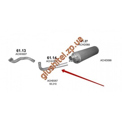 Труба проміжна (з'єднувальних) DAF (ДАФ) 55 210 HP (61.14) Polmostrow алюмінізірованний