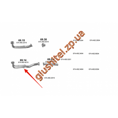 Труба приймальна Mersedes 0814F/1314/1114/1514 din 52193 83- (69.14) Polmostrow алюмінізірованний