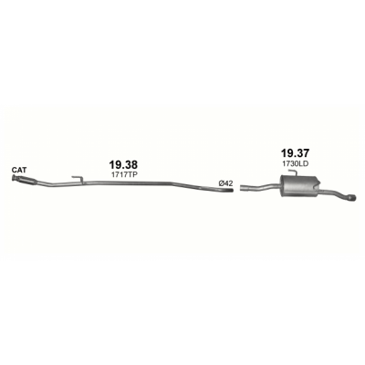 Труба глушника середня Пежо 206+ (Peugeot 206+) (19.38) - Polmostrow