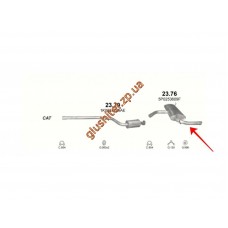 Глушник Сеат Алтея (Seat Altea) 1.6i-16V 05, Сеат Леон (Seat Leon) 1.6i-16V 05-06 (23.76) Polmostrow алюмінізірованний