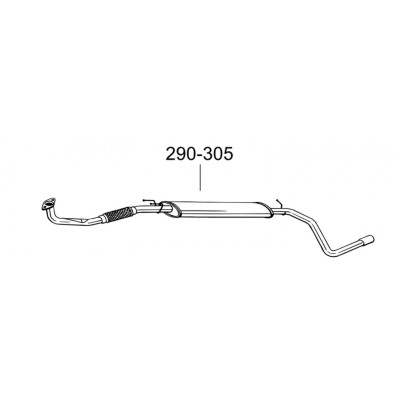 Глушник передній Фіат Стиль (Fiat Stilo) 1.6 -16V hat. kombi 01- (290-305) Bosal 07.504 алюмінізірованний