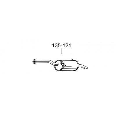 Глушник Сітроен Берлинго (Citroen Berlingo)/Пежо Партнер (Peugeot Partner) 08- (135-121) Bosal 04.23 алюмінізірованний