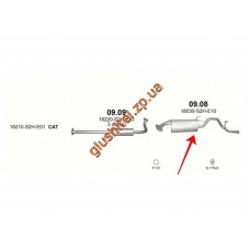 Глушник Хонда ХРВ (Honda HRV) 1.6i-16V 4X2 + 4X4 98-05 (09.08) Polmostrow алюмінізірованний