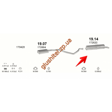 Глушник Пежо 405 (Peugeot 405) 1.9i/MI16 87-92 (19.14) Polmostrow алюмінізірованний