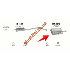 Глушник Пежо 406 (Peugeot 406) 2.0i 16V Combi 96- (19.193) Polmostrow алюмінізірованний