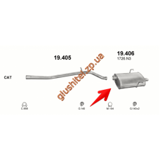 Глушник Пежо 406 (Peugeot 406) 1.9SD TD sedan 10/95 -98 (19.406) Polmostrow алюмінізірованний