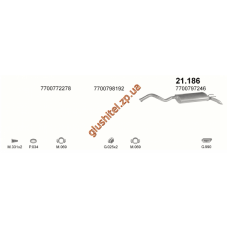 Глушник Рено Р21 (Renault R21) 2.0i TXi 12V 05/89-93 kat. (21.186) Polmostrow алюмінізірованний