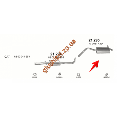 Глушник Рено Кенго (Renault Kangoo) 1.5dCi TD 01-; 1.9dTi TD 99-03 (21.295) Polmostrow алюмінізірованний