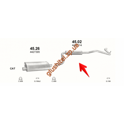 Глушник Крайслер Вояджер (Chrysler Voyager) 88-95 2.5i SWB kat (45.02) Polmostrow алюмінізірованний