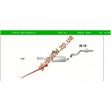 Глушник Тойота Ленд Крузер (Toyota Land Cruiser) (26.17) 4.0-V6 02 Polmostrow алюмінізірованний
