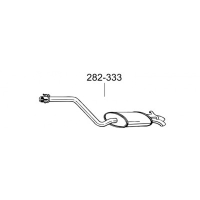 Глушник Мерседес 190-W201, 2.0/2.3/2.6 86-93 (282-333) Bosal 13.55 алюмінізірованний