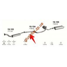 Резонатор Пежо 605 (Peugeot 605) 2.1TD 90-00 (19.154) Polmostrow алюмінізірованний