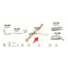 Резонатор Пежо 206 (Peugeot 206) 1.6 98-00 (19.195) Polmostrow алюмінізірованний