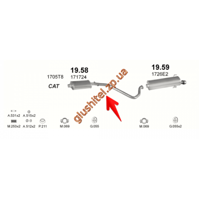 Резонатор Пежо 306 (Peugeot 306) 1.8i 16S kat 93-98 (19.58) Polmostrow алюмінізірованний