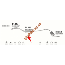 Резонатор Рено Трафік (Renault Trafic) 2.1D LWB3200mm 94-97 (21.253) Polmostrow алюмінізірованний
