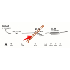 Резонатор Сеат Толедо (Seat Toledo) 91-96 1.6i/1.9D kat (23.38) Polmostrow алюмінізірованний