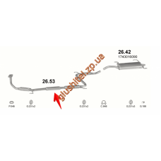 Резонатор Тойота Каріна II 2.0D (Toyota Carina II 2.0D) (26.53) 83-87 SDN/LB Polmostrow алюмінізірованний