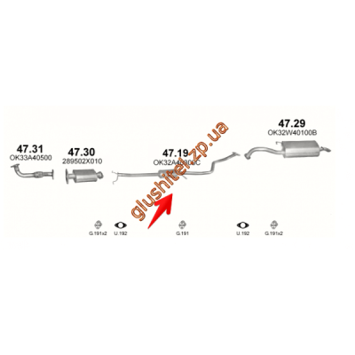 Резонатор Кіа Ріо (Kia Rio) 1.3/1.5 16V 2000-2002 (47.19) Polmostrow алюмінізірованний