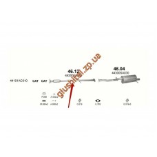 Труба середня глушника Субару Форестер/Імпреза 4x4 2.0 (Subaru Forester/Impreza 4x4 2.0) (46.12) 97-02 Polmostrow алюмінізірованний