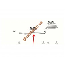 Середня трубка глушника Мазда 6 (Mazda 6) 1.8i-16V 02-07, 2.0i-16V 02-05, 2.0 CiTD 02-07 (12.210) Polmostrow алюмінізірованний