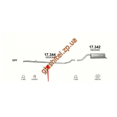 Труба середня Опель Корса Д (Opel Corsa D) 1.3 CDTI 06 - 09 (17.344) Polmostrow алюмінізірованний