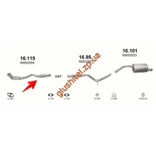 Труба приймальна Альфа Ромео 156 (Alfa Romeo 156) 1.6/1.8/2.0 (16.115) Polmostrow алюмінізірованний