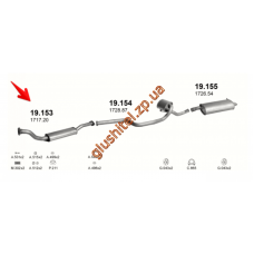 Труба початкова Пежо 605 (Peugeot 605) 2.1 Turbo Diesel 90-00 (19.153) Polmostrow алюмінізірованний