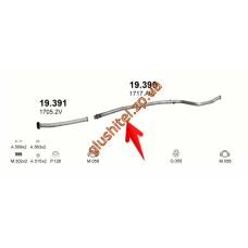 Труба середня Пежо 206 (Peugeot 206) 1.1i; 1.4i 98- (19.390) Polmostrow алюмінізірованний