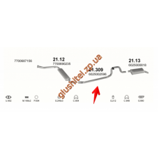 Труба середня Рено Еспейс (Renault Espace) 2.0; 2.2 84-87 (21.309) Polmostrow алюмінізірованний