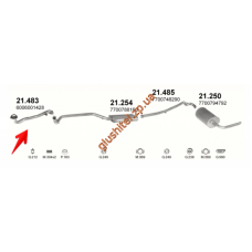 Труба колекторна Рено Трафік (Renault Trafic) 2.5D 07/94-10/97 (21.483) Polmostrow алюмінізірованний