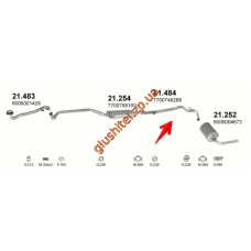 Труба середня Рено Трафік (Renault Trafic) 2.5D 89-97 (21.484) Polmostrow алюмінізірованний