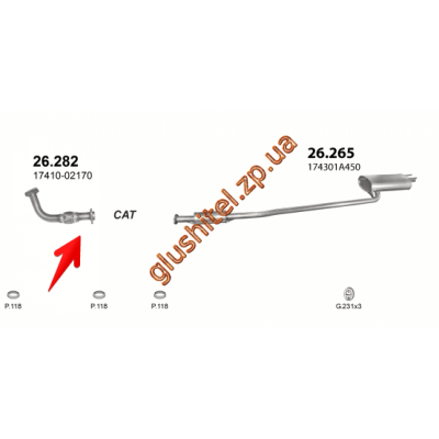 Труба колекторна Тойота Каріна Е (Toyota Carina E) 1,6i-16V 73KW; 01/96 - 10/97 (26.282) Polmostrow алюмінізірованний